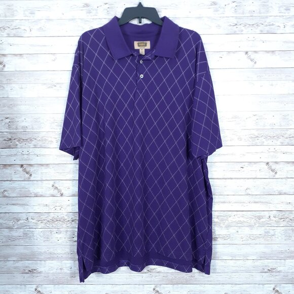The Foundry Supply Co. Other - Foundry Mens Polo Shirt 3XLT Short Sleeve Purple Diamond Pattern 37